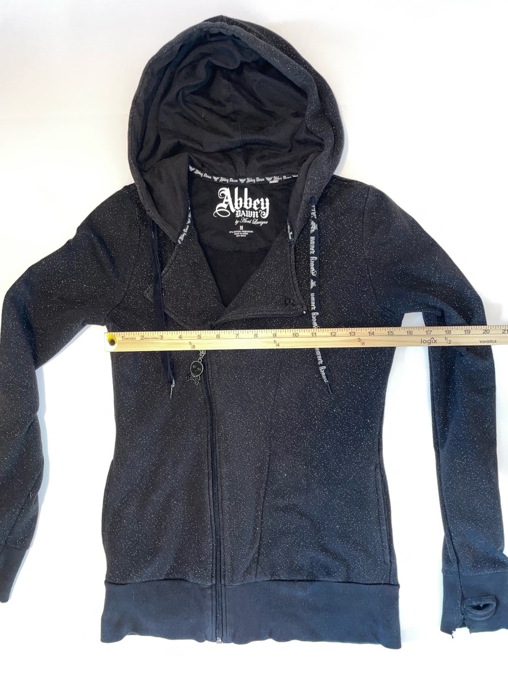 Abbey Dawn Avril Lavigne Y2K Glitter Skull Moto Zip H… - Gem